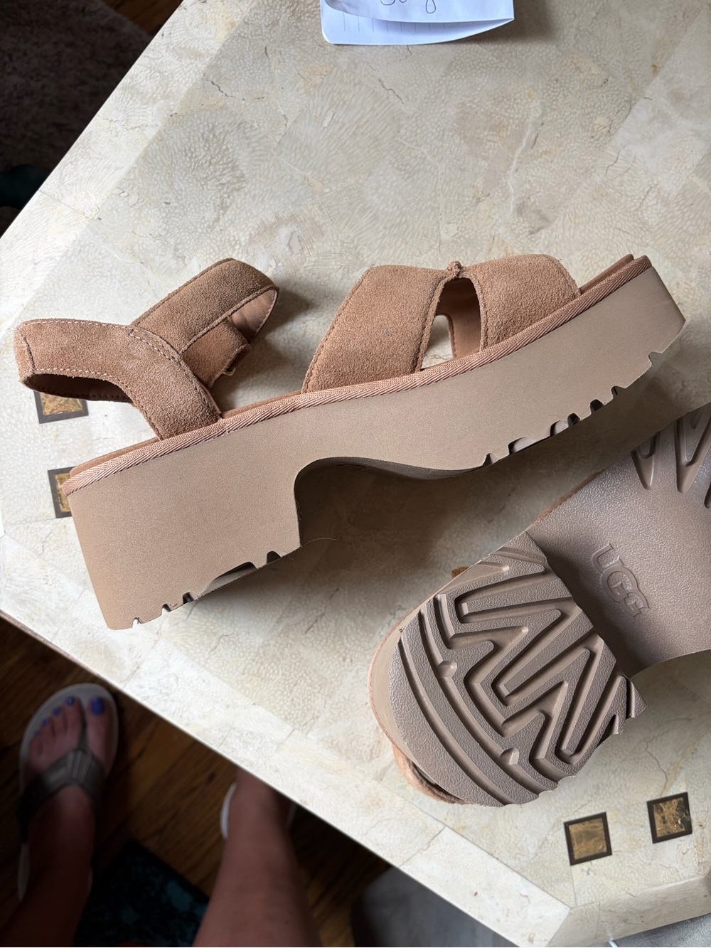 UGG Women's Chestnut Suede Platform Sandals